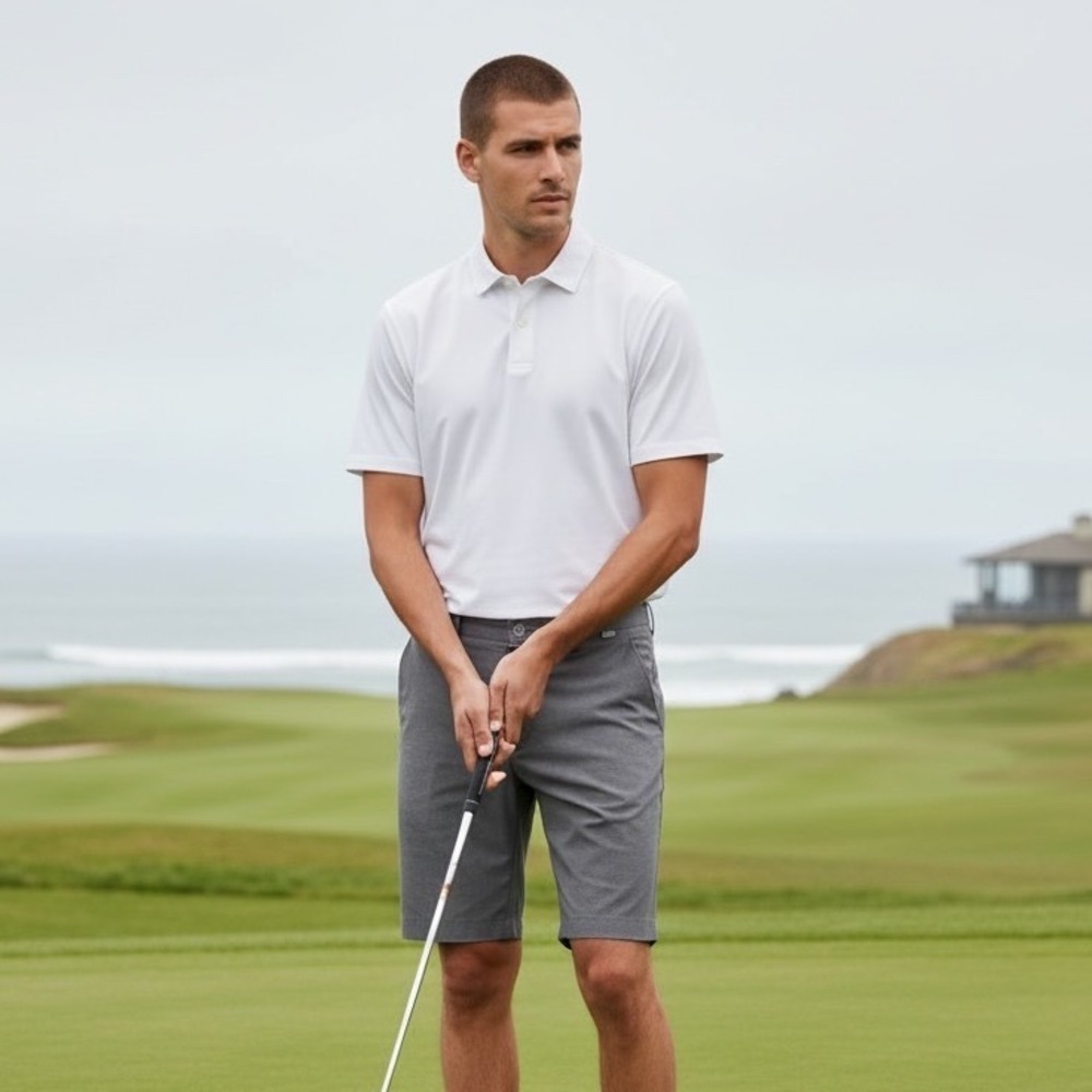 Travis Mathew Men's Flat Front Performance Chino Casual Golf Shorts Gray Size 30
